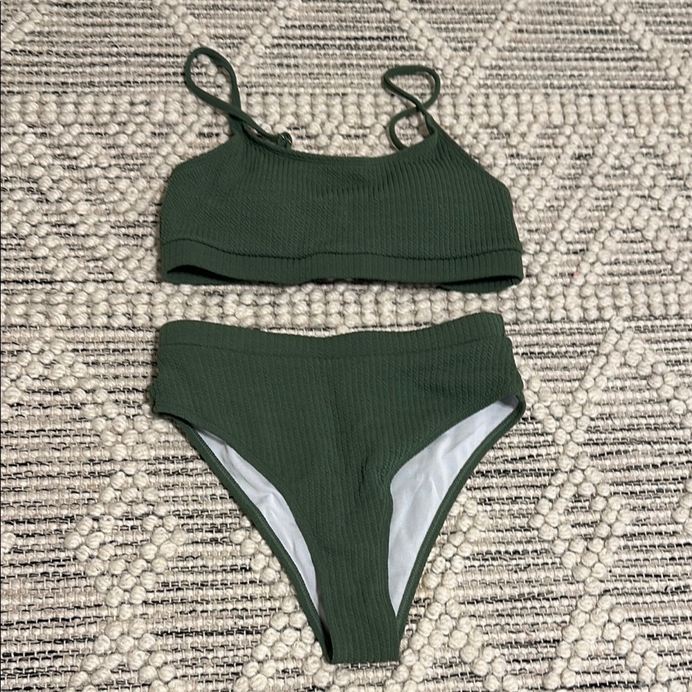 High waisted two piece bathing suit
